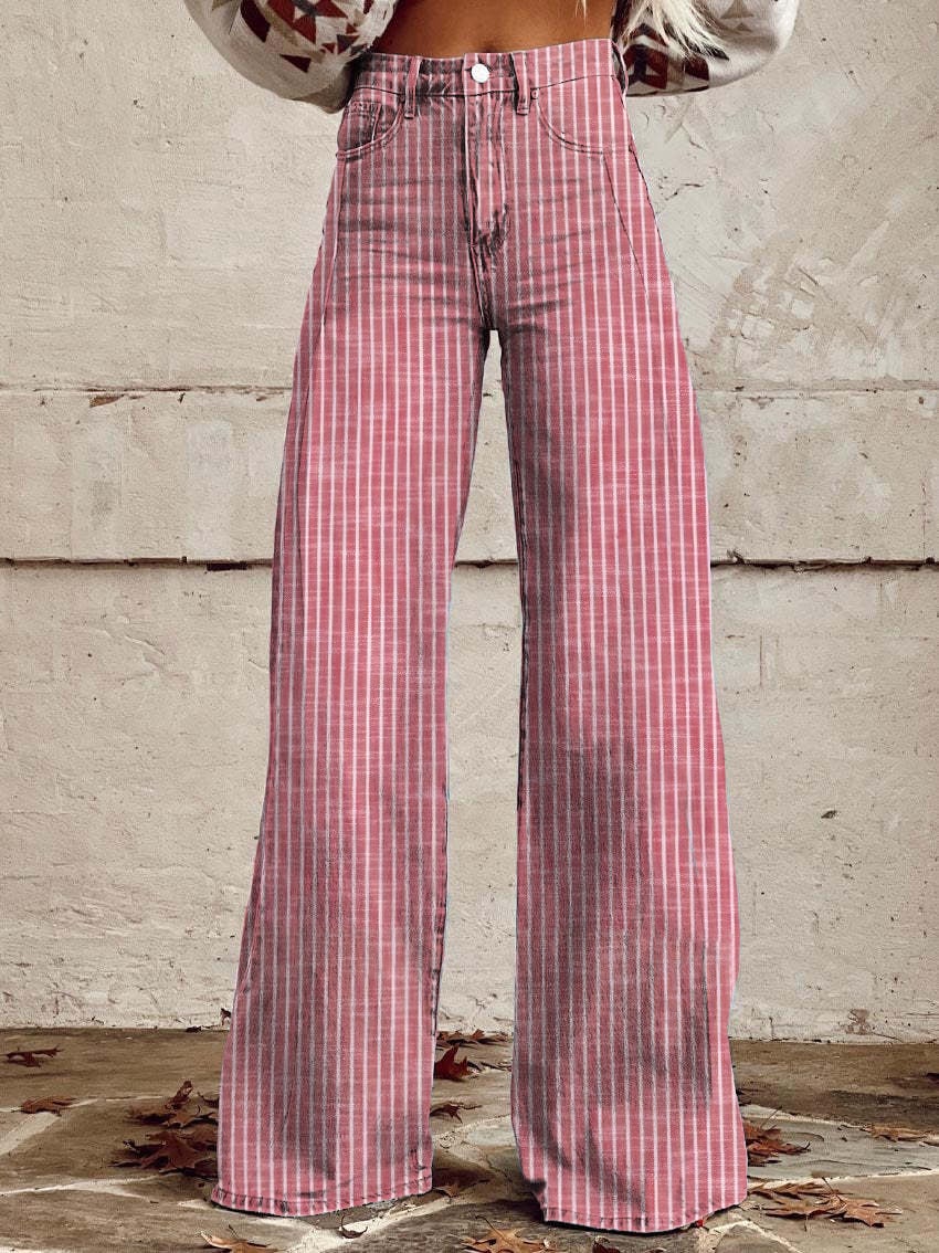 Women's Retro Classic Striped Wide Leg Pants