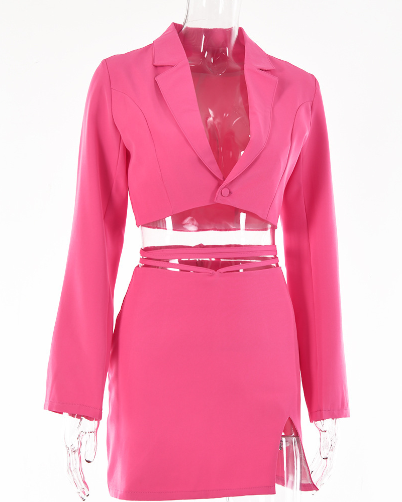 Temperament Tie-Up Open Waist Skirt Suit