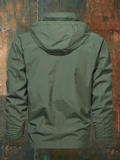 Men's Solid Color Hooded Jacket