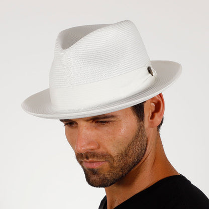 Classic Blue Straw Fedora Hat