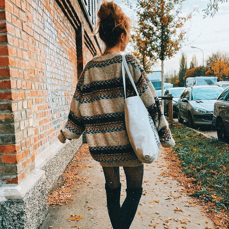 Women Vintage Loose Lazy Knitted Sweater