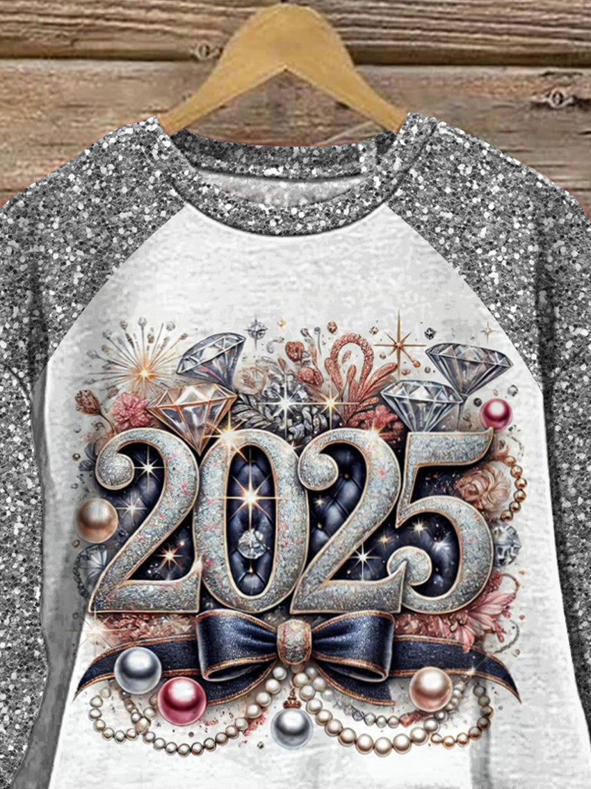 2025 New Year Celebration Graphic Printed Casual Sweatshirt