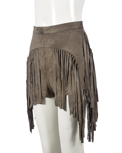 Wrap Buttocks Tassels Velour Shorts Dress