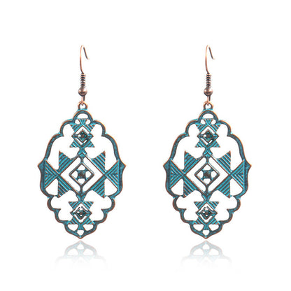 Women's Bohemian Retro Turquoise Hollow Exotic Earrings