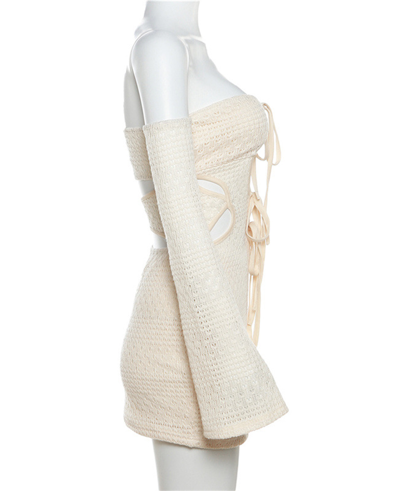 One-Shouldered Crochet Wrap-Up Dress