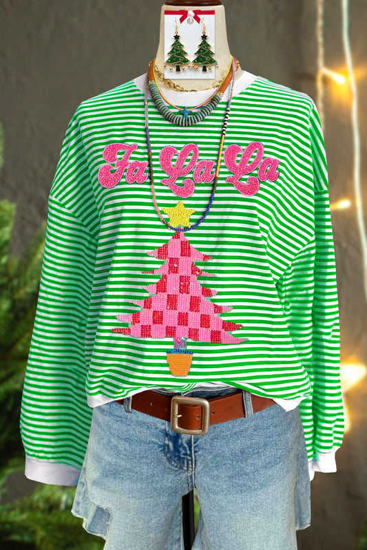 Fresh Fa La La Christmas Tree Sequin Sweatshirt