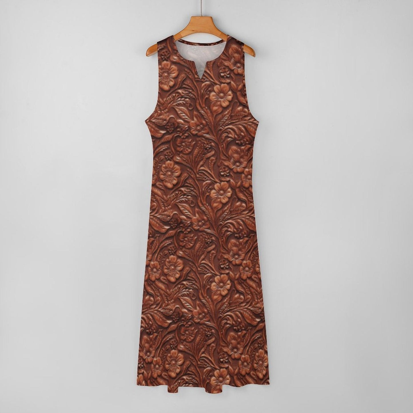 Baha Ranch Tooled Leather Print Maxi Dress