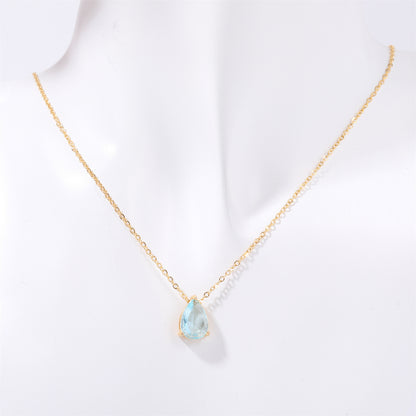 Women's December Birthday Pear-shaped Teardrop Zircon Necklace