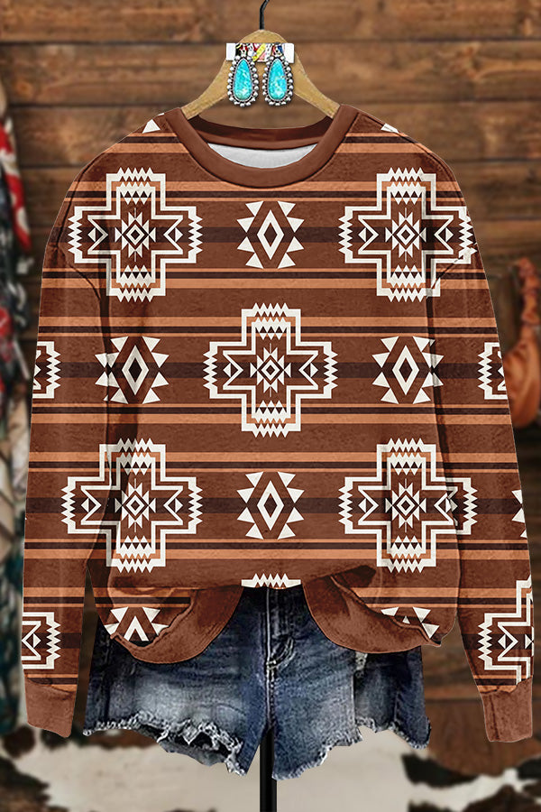 Striped Aztec Printed Sweatshirt