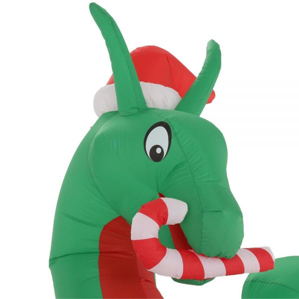 Christmas-9 ft animated inflatable kaleidoscope dragon with santa hat