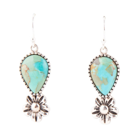 Floral Turquoise and Sterling Silver Earrings