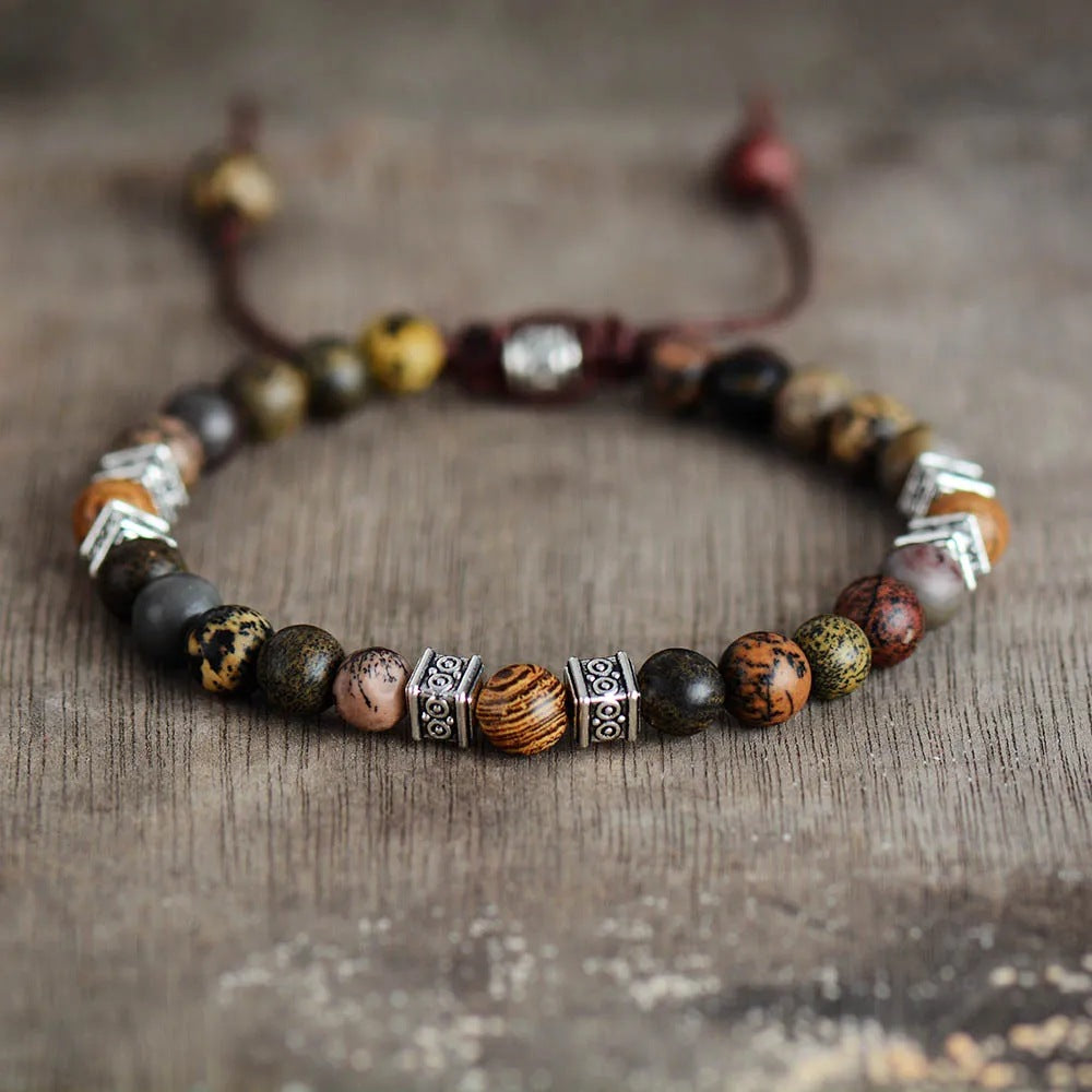 Unisex Natural Agate Beaded Ethnic Style Bracelet