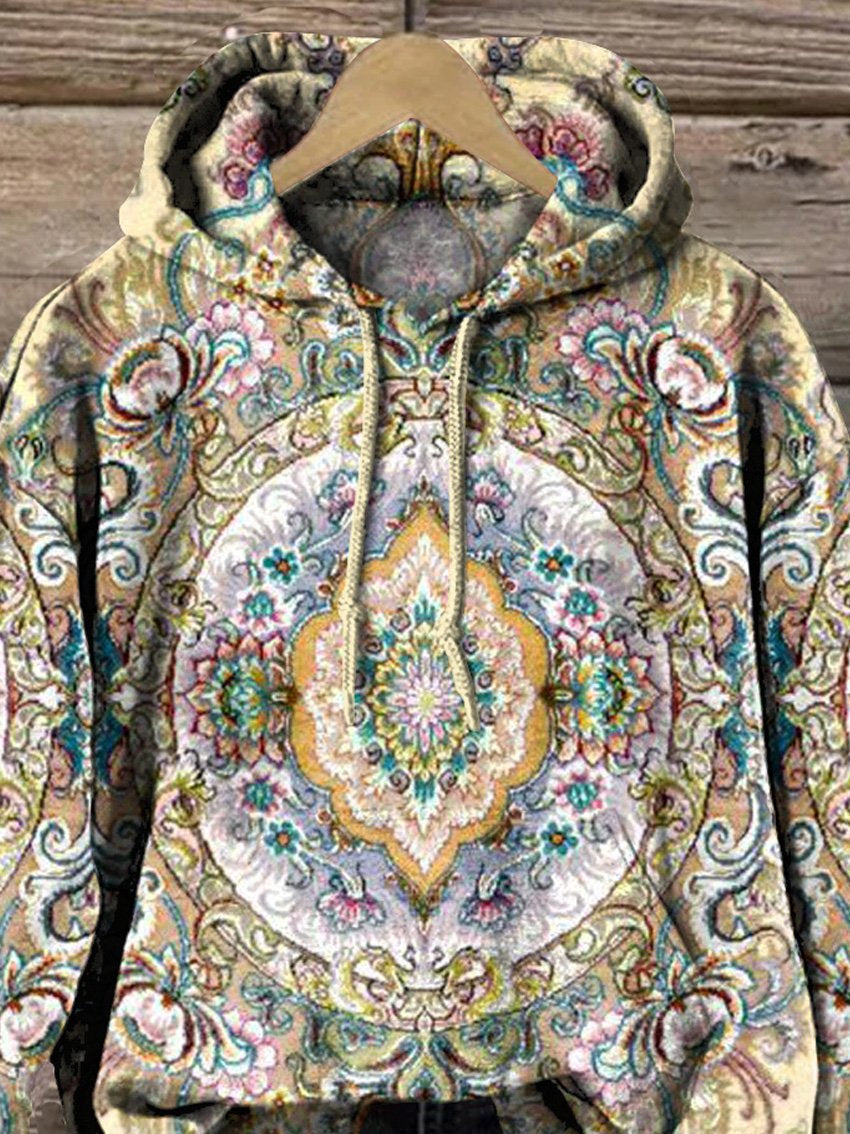 Lovely Ethnic Pattern Printed Casual Hoodie Sweatshirt