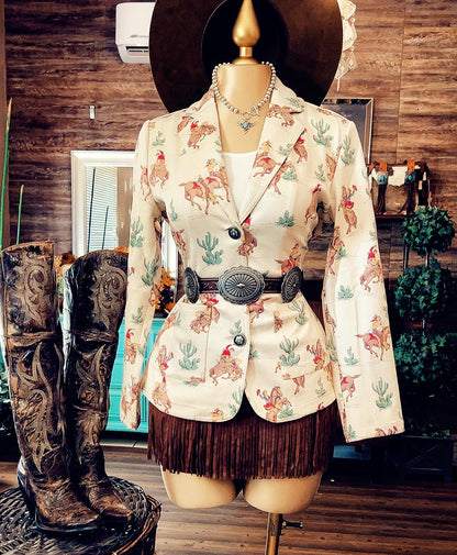 Women's Tops Western Print Blazer