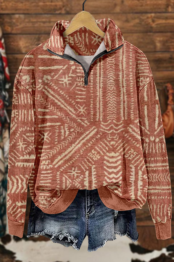 Unique Western Aztec Totem Print Sweatshirt