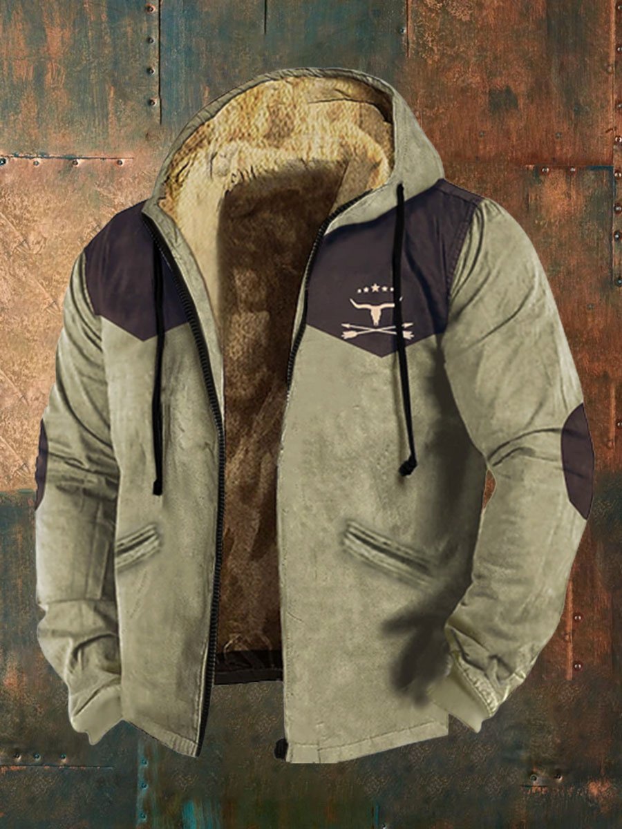 Men'S Retro Casual Long Sleeve Hooded Cotton Coat