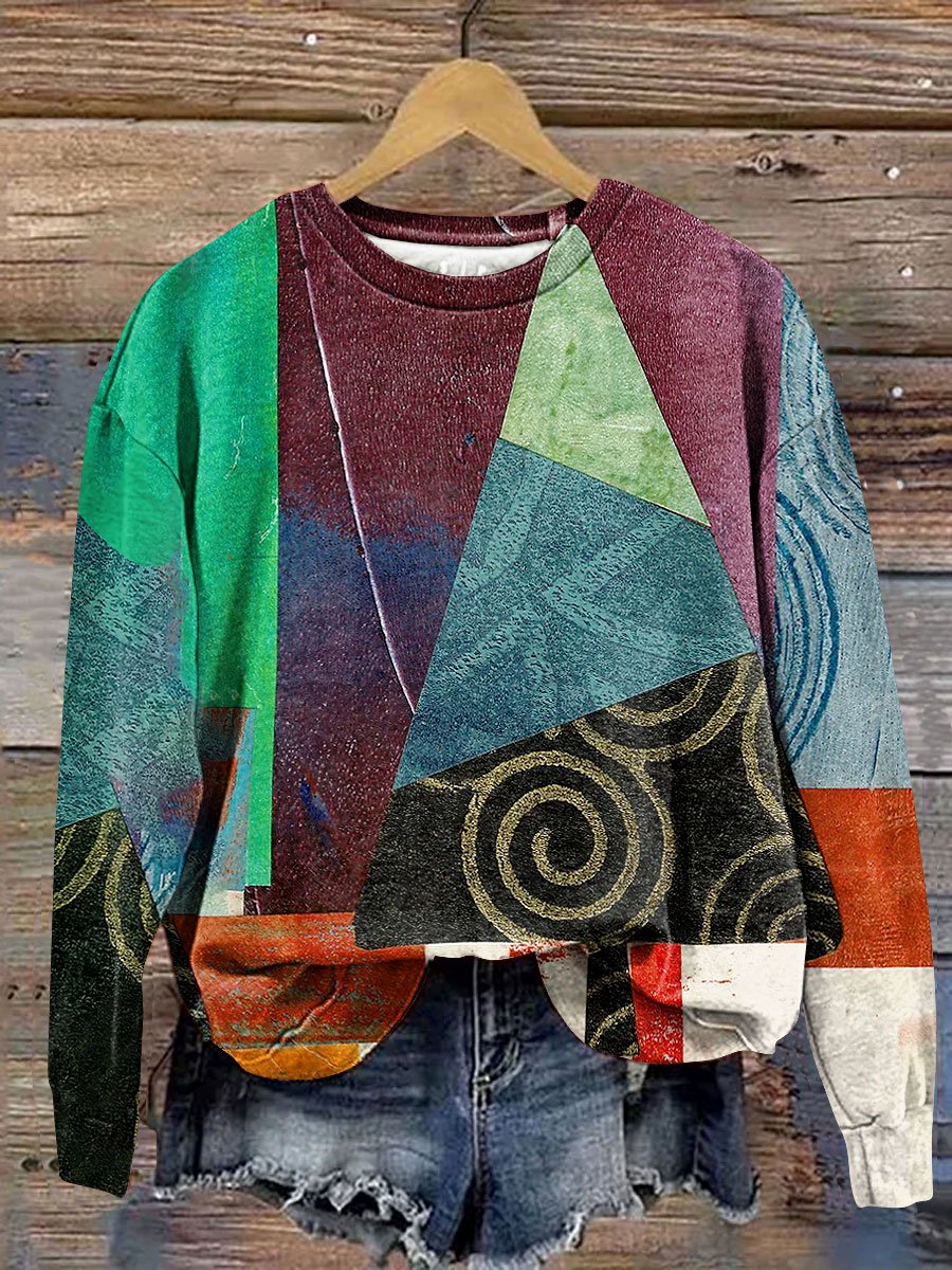 Vintage Christmas Tree Art Print Casual Sweatshirt