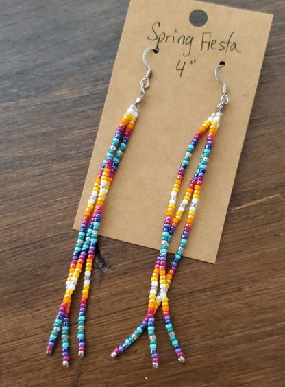 Spring Fiesta Fringe Beaded Earrings