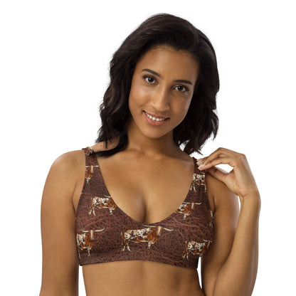 Yeehaw Leather & Longhorns Bikini Top