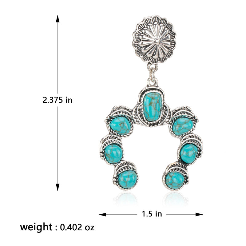 Rustic Couture's® Turquoise Flower Silver Base Dangling Earring