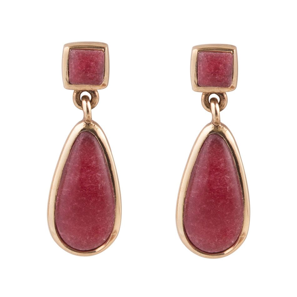 Smooth Teardrop Earrings - Ruby Quartz