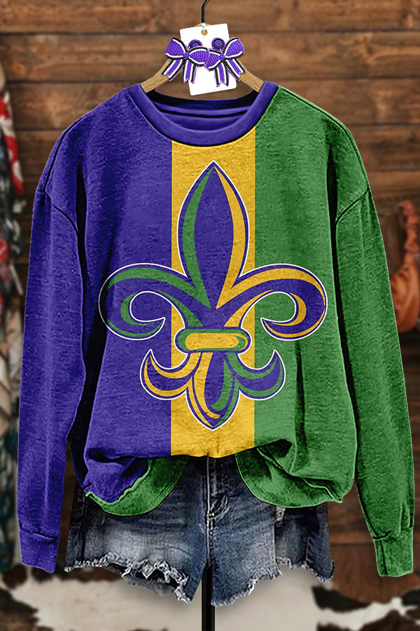 Vintage Mardi Gras Print Sweatshirt