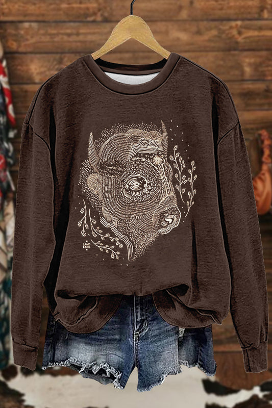 Cute Western Cow Print Sweatshirt