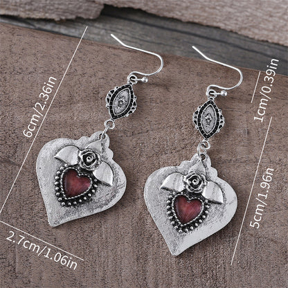 Carved Rose Heart Gemstone Earrings