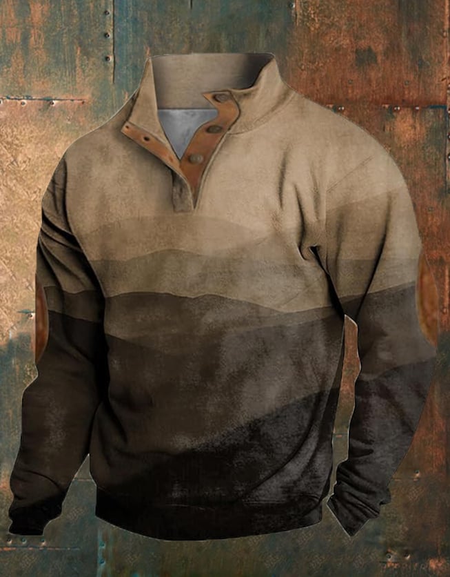 Men'S Vintage Textured Fabric Print Sweatshirt