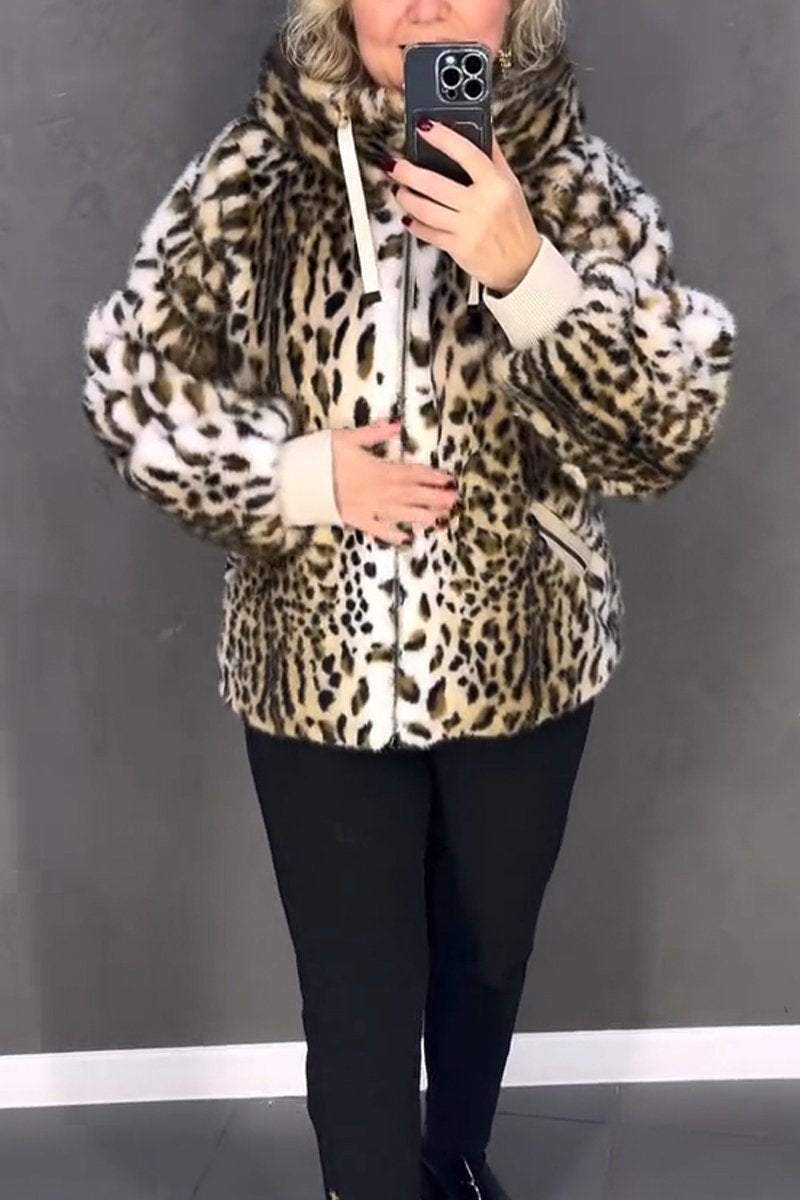 Women's Hooded Leopard Fur Coat