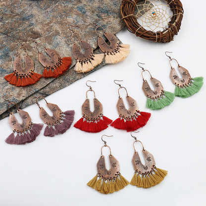 Women's Bohemian U-shaped Alloy Tassel Earrings