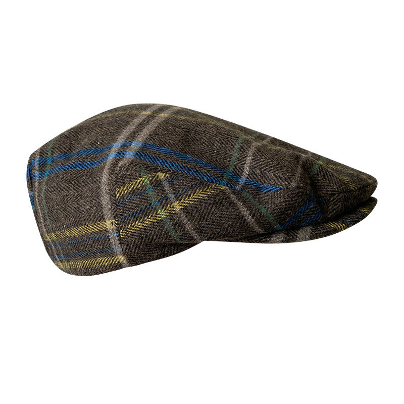 THE PEAKED Marl Flat Hat RUSTY-Harris Tweed