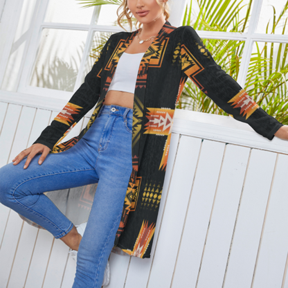 Fire Aztec Lightweight Cardigan Large Print