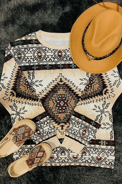 Women's Retro Western Geometric Print Casual Sweatshirt