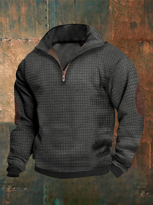 Men's Stand Collar Zipper Long Sleeve Casual Sweatshirt