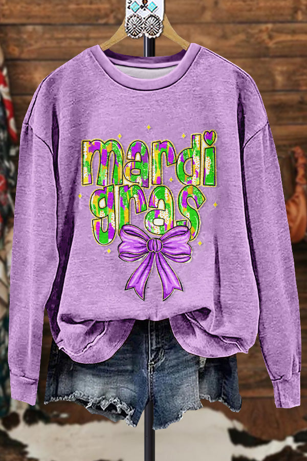 Classic Contrast Mardi Gras Print Sweatshirt