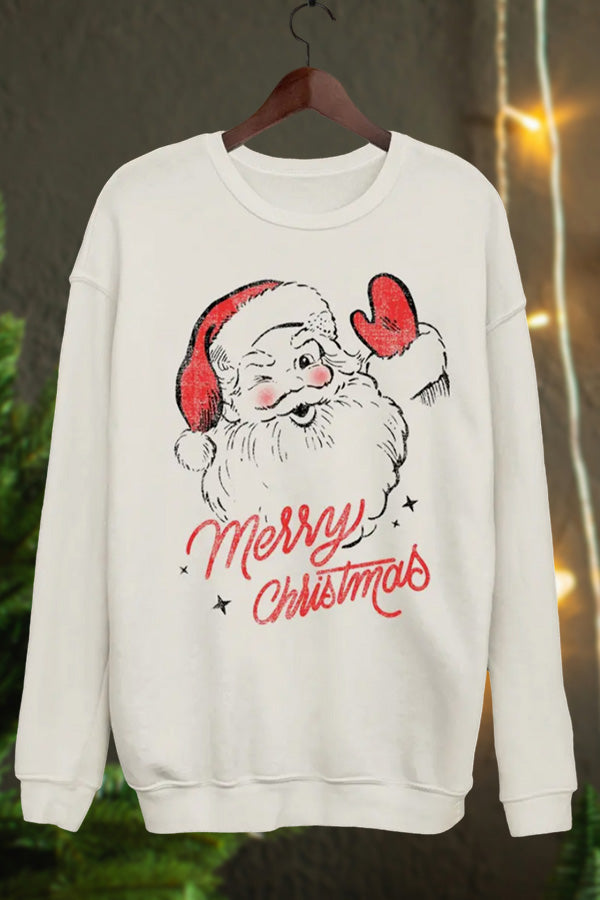 Merry Christmas Santa Print Sweatshirt