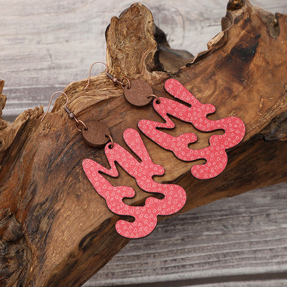 Valentine's Day MISS Pattern Wooden Earrings