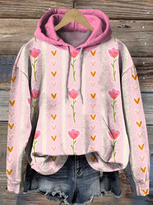 Floral Art Print Casual Sweatshirt