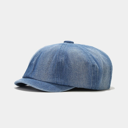 Denim light board octagonal cap for men