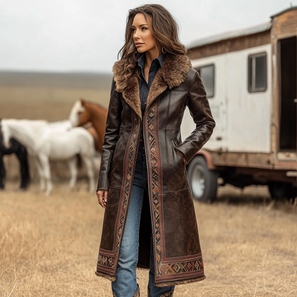 Denim Women's Western Retro Coat Plush Autumn And Winter Warm Coat