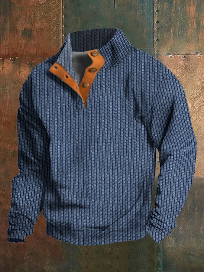 Men's Retro Western Stand Collar Sweatshirt