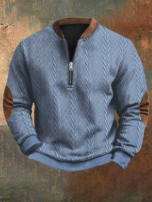 Men's Vintage Printed Casual Zipper Sweatshirt