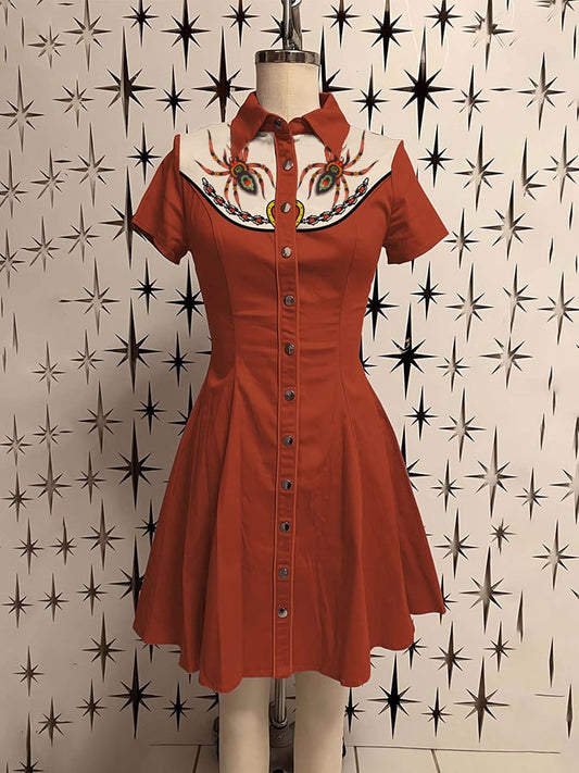 Women'S Spider Print Shirt Dress