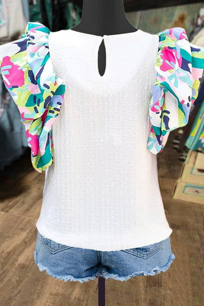 Casual Print Ruched Sleeve Top