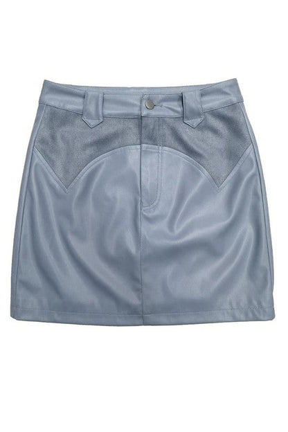 Western contrast pleather mini skirt