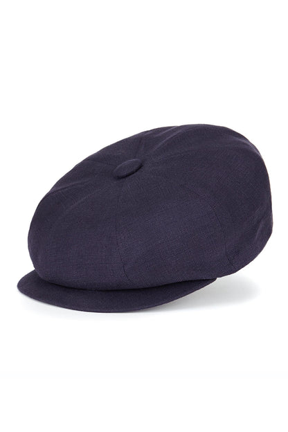 Navy Linen Muirfield Bakerboy Cap