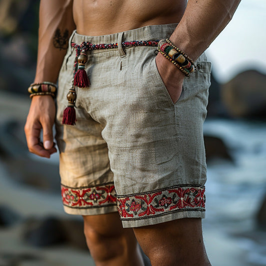 Retro Ethnic Casual Linen Shorts Style Shorts