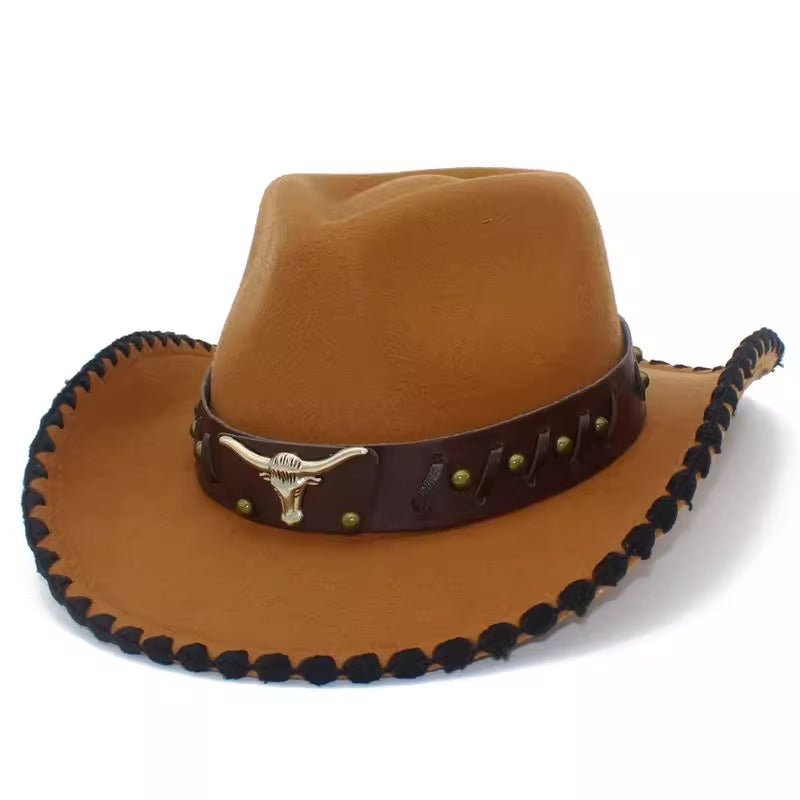 Men's Vintage Western Cowboy Hat Knight Woolen British Felt Hat