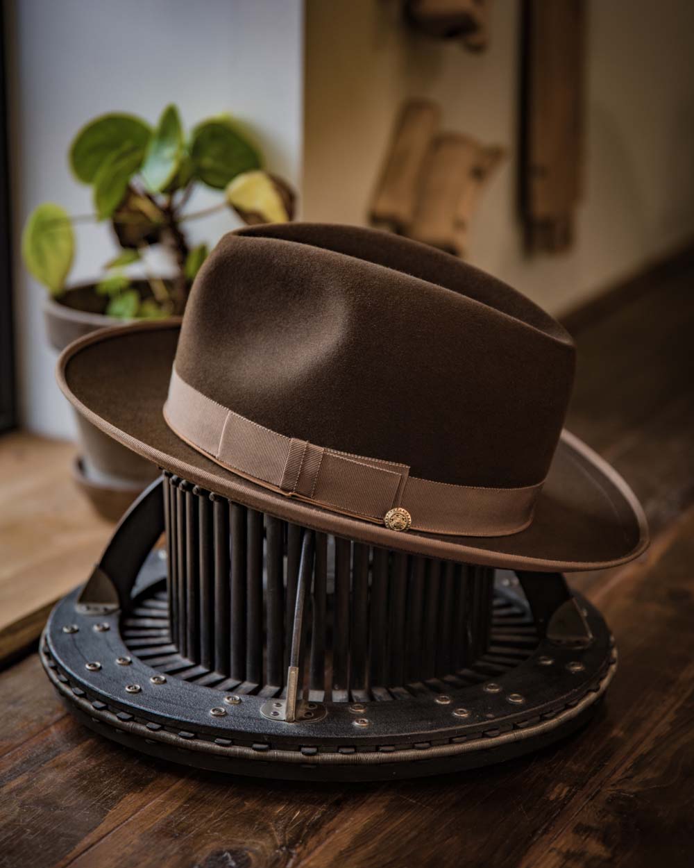 Bespoke Handmade Fedora - Special hat band-Coffee-Camel